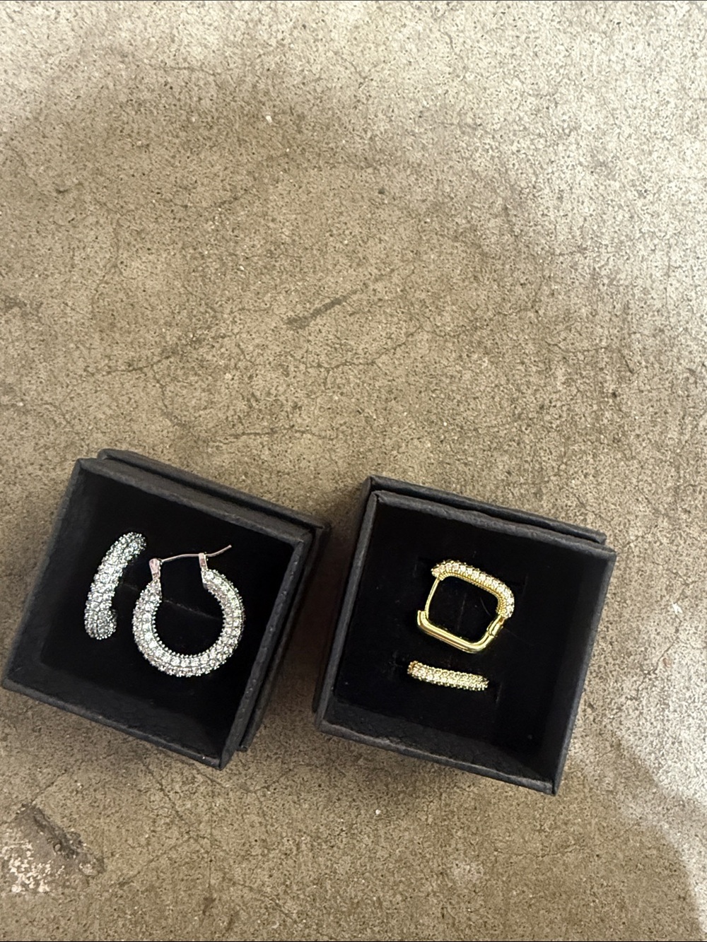 Crystal Hoop Earrings and Gold Pavé Huggie Set - Women's Jewelry